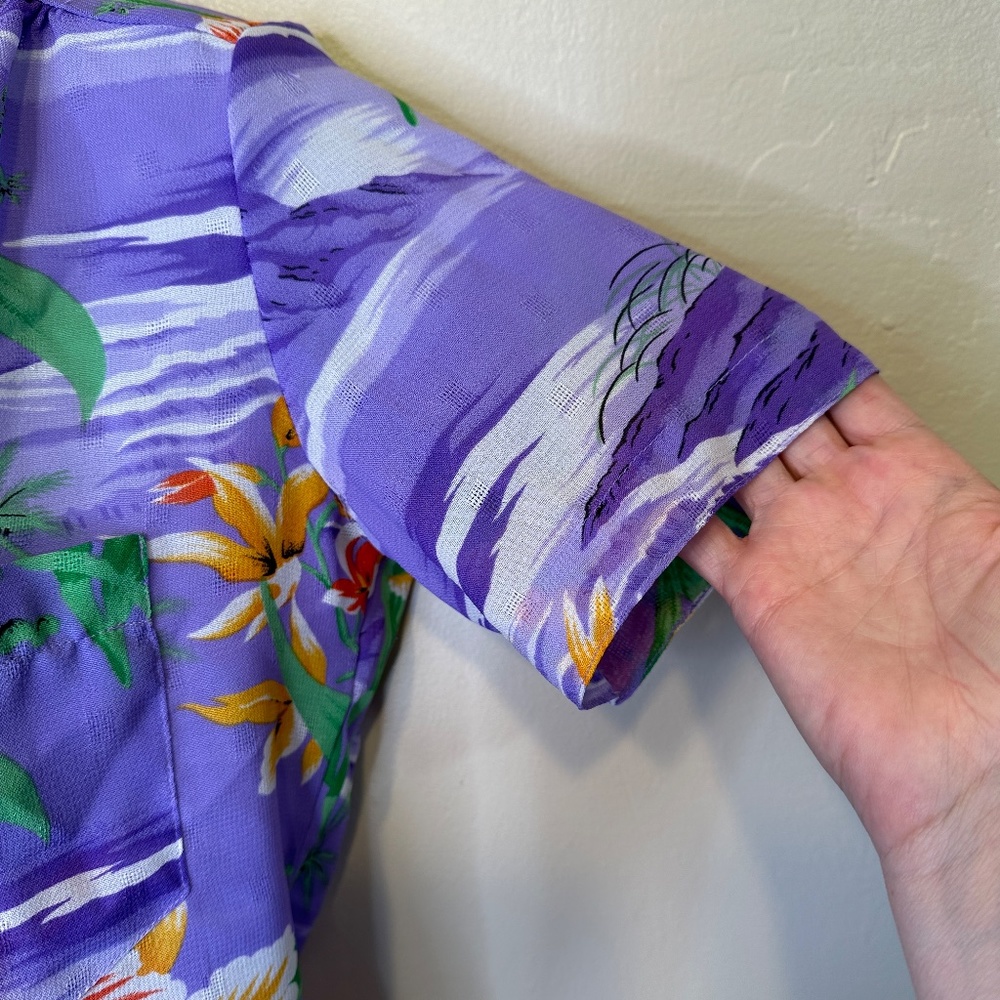 Campus Casuals VTG Hawaii Print Semi Sheer Button Front Tropical Hawaiian Shirt - Picture 7 of 12